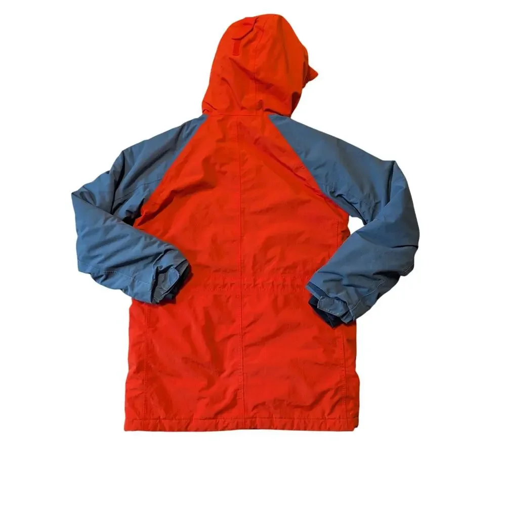 Lands' End Boys L 14-16 Orange Blue Hooded Winter Jacket Squall Parka Coat
